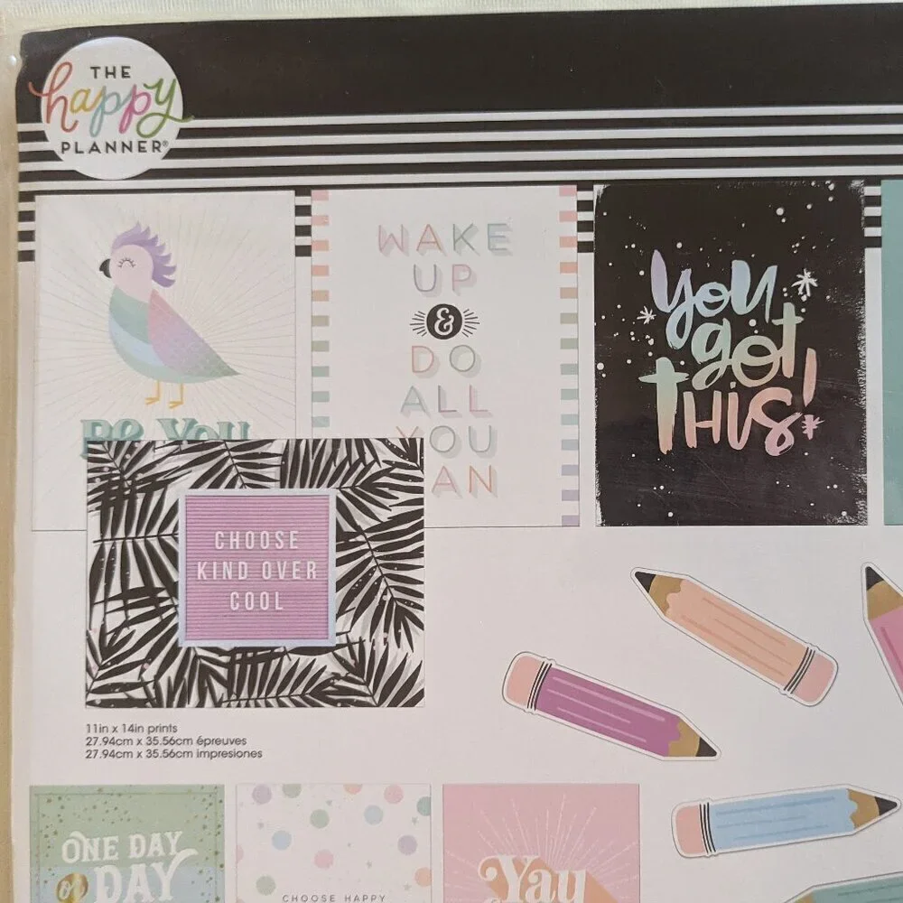NWT Back to School Happy Planner Teacher 'One Day Day One' 53pc Wall Art Kit